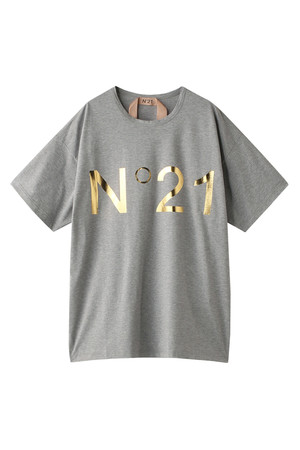  N&deg;21 ヌメロ ヴェントゥーノ 箔ロゴTシャツ グレー 