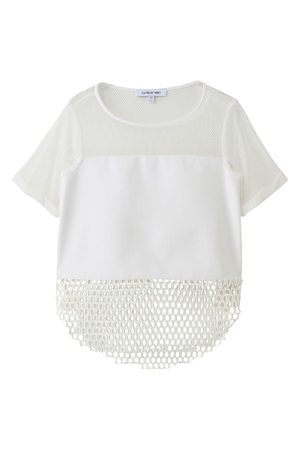  SALE 【50%OFF】 ELIZABETH AND JAMES エリザベス アンド ジェームス メッシュブラウス ホワイト 