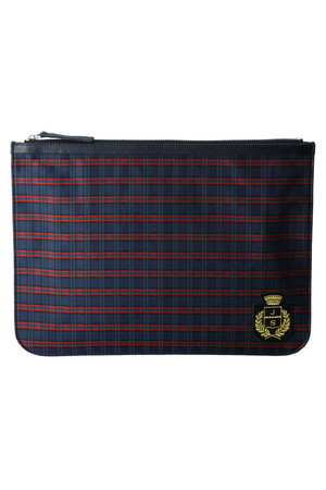  SALE 【50%OFF】 Joshua SANDERS ジョシュア サンダース タータンチェック柄クラッチバッグ ブルー 