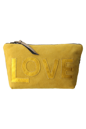 SALE 【70%OFF】 Maison de Vacances メゾン ド バカンス スエードLOVEクラッチバッグ イエロー 