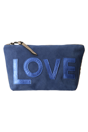  SALE 【70%OFF】 Maison de Vacances メゾン ド バカンス スエードLOVEクラッチバッグ ブルー 