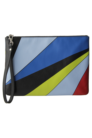  SALE 【70%OFF】 YARNZ ヤーンツ TRIANGLES クラッチバッグ ブルー 