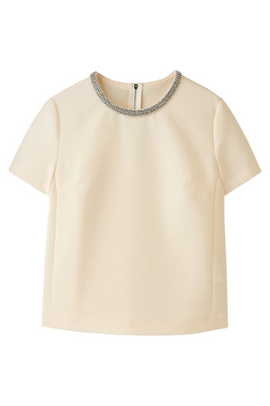  SALE 【50%OFF】 GRACE CONTINENTAL グレースコンチネンタル ビジュー半袖トップス ホワイト 