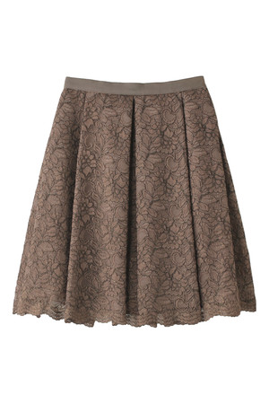  SALE 【70%OFF】 [BODY DRESSING ボディドレッシング] 箔プリントレースAラインスカ-ト ライトブラウン 
