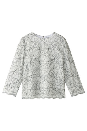  BODY DRESSING ボディドレッシング ノーカラー総レースブラウス ホワイト 