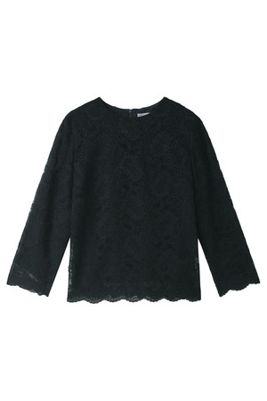  SALE 【50%OFF】 BODY DRESSING ボディドレッシング ノーカラー総レースブラウス ネイビー 