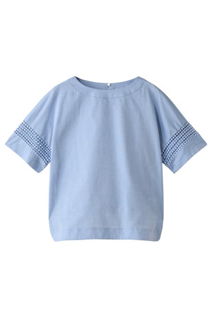  BODY DRESSING ボディドレッシング ノーカラーオックスブラウス ブルー 