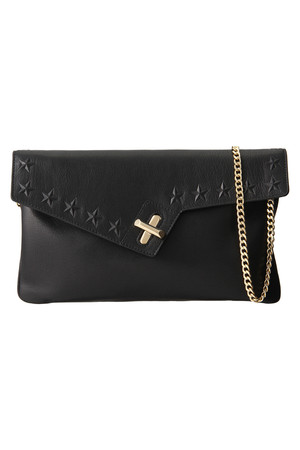  SALE 【40%OFF】 ela エラ ピラミッドスタッズクラッチバッグ ブラック 