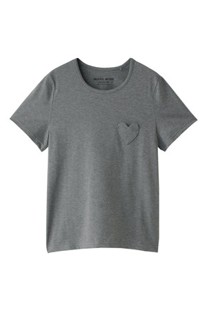  MUVEIL WORK ミュベール ワーク ハートパッチTシャツ グレー 