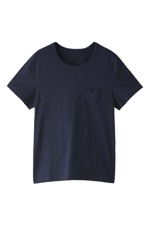  MUVEIL WORK ミュベール ワーク ハートパッチTシャツ ネイビー 