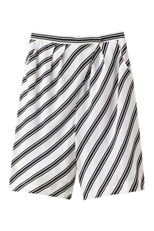  SALE 【50%OFF】 MUVEIL WORK ミュベール ワーク ストライププリントキュロットパンツ ホワイトxブラック 