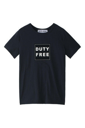  SALE 【30%OFF】 MUVEIL WORK ミュベール ワーク DUTY FREEプリントTシャツ ネイビー 