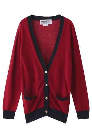  SALE 【50%OFF】 MUVEIL WORK ミュベール ワーク うすうす羽織りカーディガン レッド 