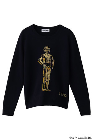  MUVEIL WORK ミュベール ワーク インターシャニットプルオーバー（C-3PO） ネイビー 