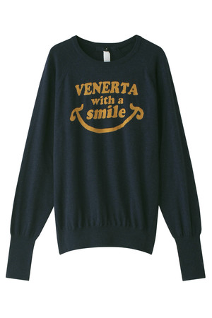  SALE 【50%OFF】 VENERTA knitwear ヴェネルタ ニットウェア メンズ（MENS）WITH A SMILE ニットプルオーバー ネイビー 