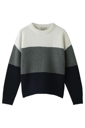  VONDEL フォンデル TRICOT BORDER ニットプルオーバー ホワイトxグレー 