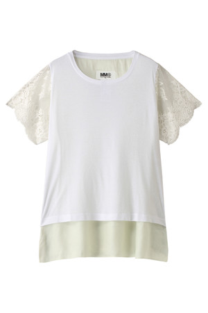  MM6 Maison Martin Margiela エムエム6 メゾン マルタン マルジェラ レースコンビTシャツ ホワイト 