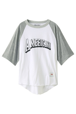  Americana アメリカーナ AmericanaプリントベースボールTシャツ ホワイトxトップグレー 