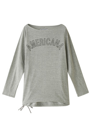  Americana アメリカーナ ループカット天竺ロゴプリントTシャツ トップグレー 