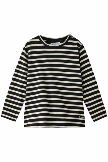 SALE 【30%OFF】 Americana アメリカーナ 8分袖ボーダーTシャツ ブラック/キナリ