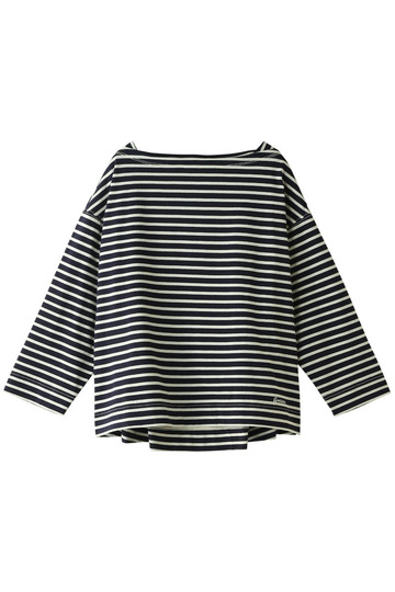 SALE 【30%OFF】 Americana アメリカーナ バスク天竺ボートネック7分袖ボーダー ネイビー/ナチュラル