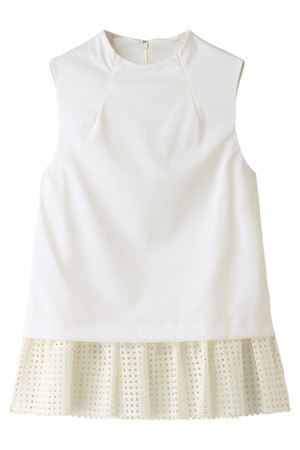  SALE 【50%OFF】 LE CIEL BLEU ルシェルブルー メッシュレースフリルタンクトップ ホワイト 