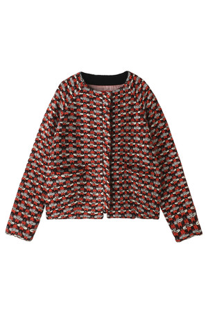  Coohem コーヘン GEOMETRIC TWEED JACKET レッド 