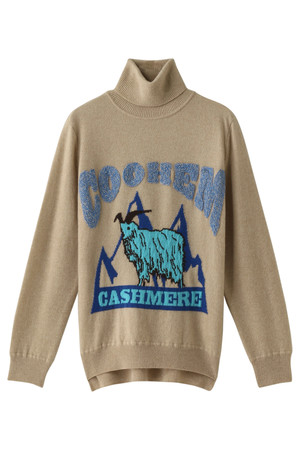  Coohem コーヘン CASHMERE EMBROIDERY KNIT POLLOVER ベージュ 