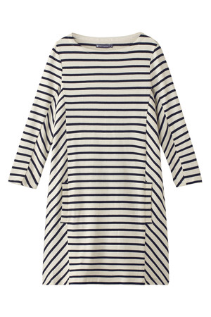  SALE 【50%OFF】 [PETIT BATEAU プチバトー] マリニエールパネル切替ワンピース オフホワイト×ネイビー 