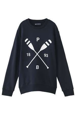  PETIT BATEAU プチバトー 【UNISEX】プリントスウェット長袖プルオーバー ネイビー 