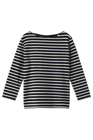  PETIT BATEAU プチバトー リボン付マリニエール七分袖プルオーバー ブラックxホワイト 