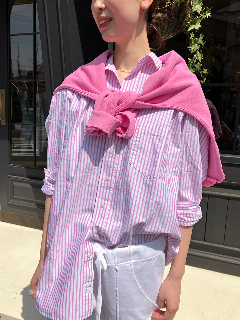 Frank＆Eileen(フランク＆アイリーン) リネンストライプシャツ ピンク ELLE SHOP】春夏を彩る「フランク＆アイリーン」の新作シャツ
