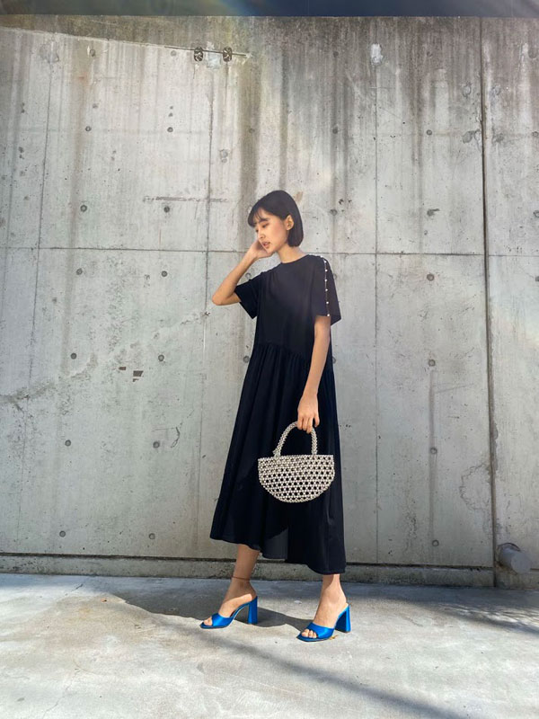 Le Ciel Bleu パールディテールジャージードレス ブラック の通販 Elleshop エル ショップ