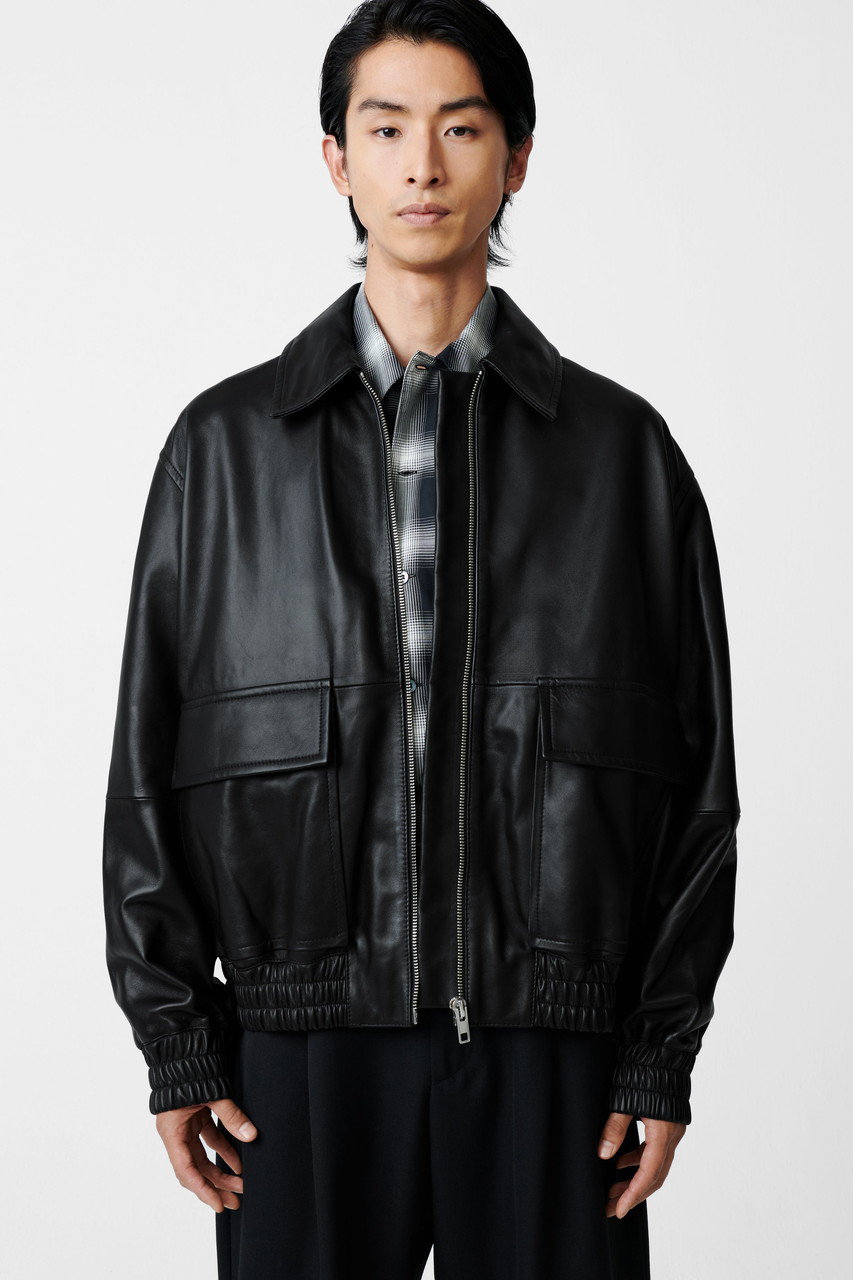 ATON エイトン ラムレザー スウェード アノラックパーカー プル