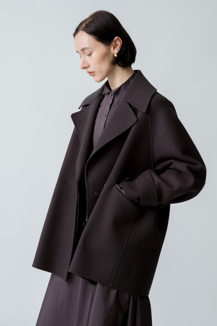 ⑨⑤FLORENT フローレント　ウールノーカラーマント コート フローレントFLORENT ロングコート ウール ノーカラー カーキ ELLE