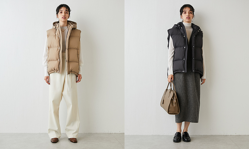 Whim Gazette FOODEDダウンベスト Whim Gazette(ウィム ガゼット)のFOODEDダウンベスト通販