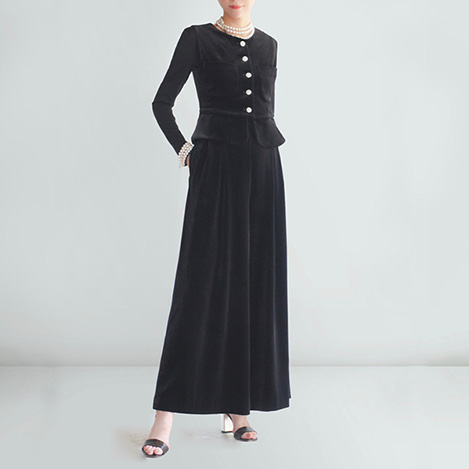 スズランデイジーリン for フォクシー ダウンベスト ベロア　ブラック 80's ファッション デイジーリン for フォクシー ダウンベスト