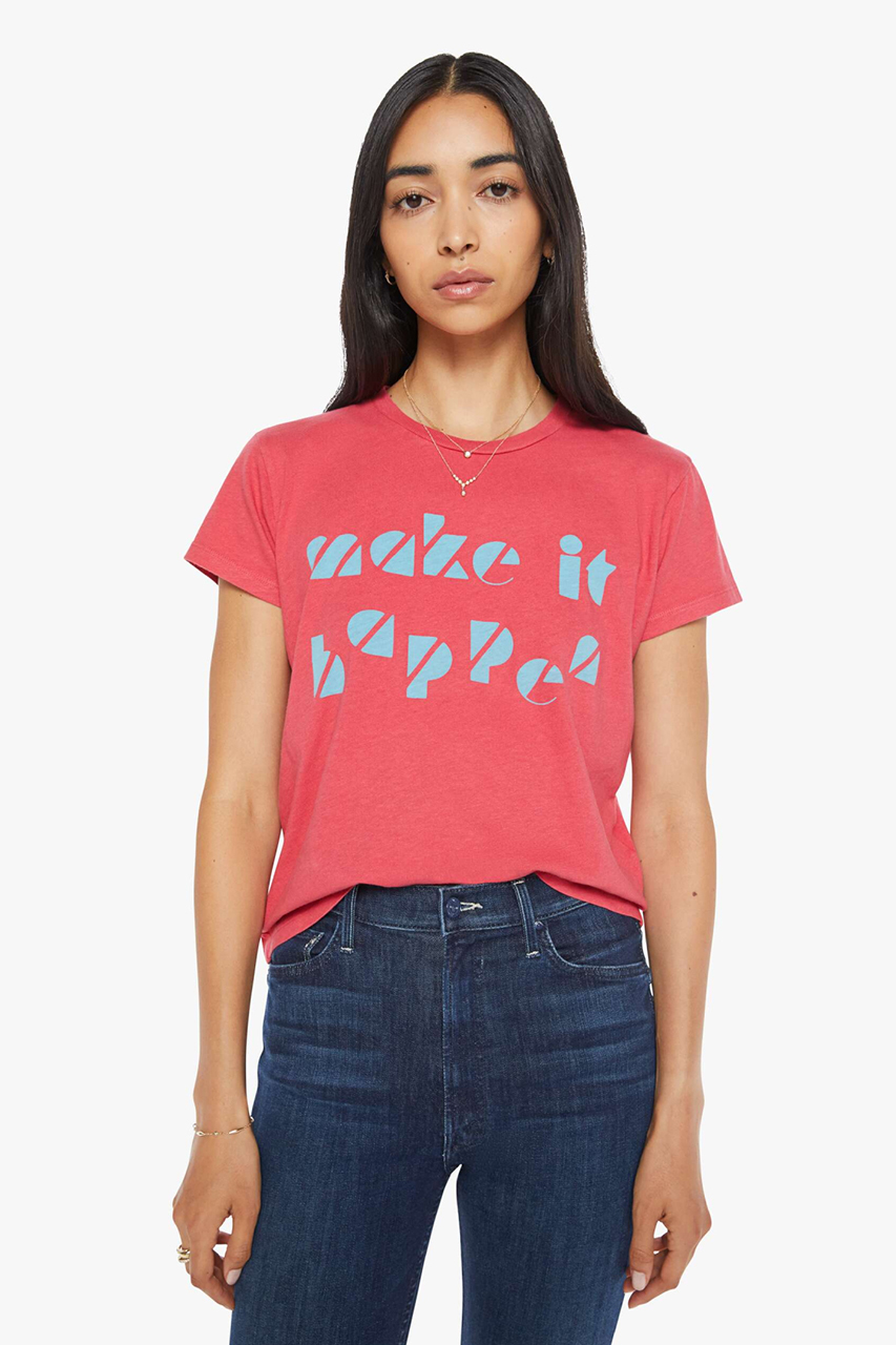 MOTHER 売れ筋商品|||マザー Tシャツ トップス レディース T-shirts Red MOTHER(マザー)｜MAKE IT HAPPEN プリントTシャツ(MKT)/レッド