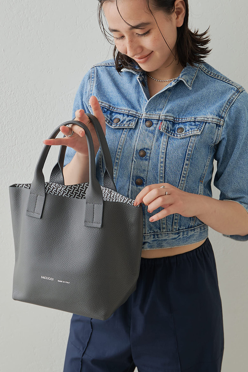 ★未使用級 イアクッチ オペラ トート ハンドバッグ レザー IACUCCI(イアクッチ)｜オペラ L CERVO/STAMPA INTERNA/ネイビー