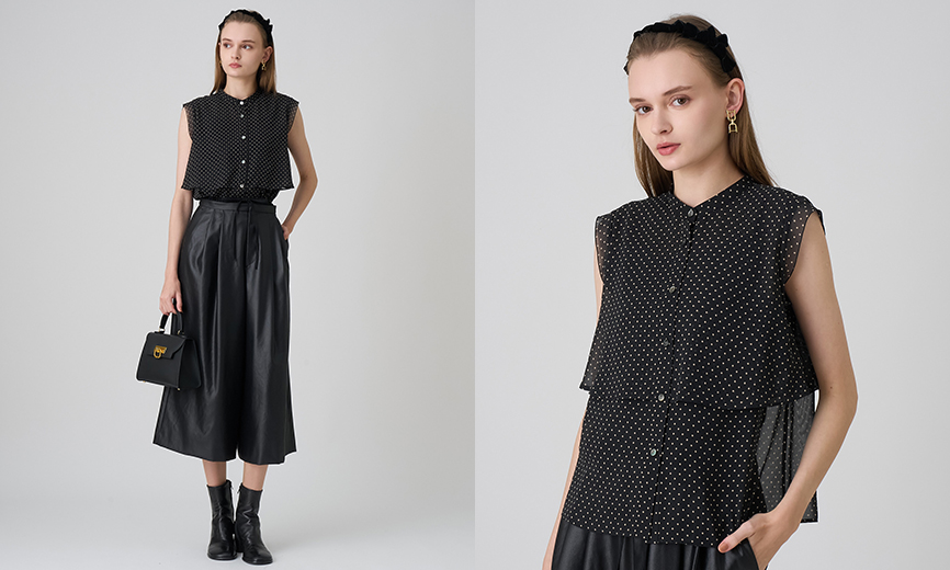 アナイ♡2025 ドットシフォンボウタイブラウス ANAYI/アナイ