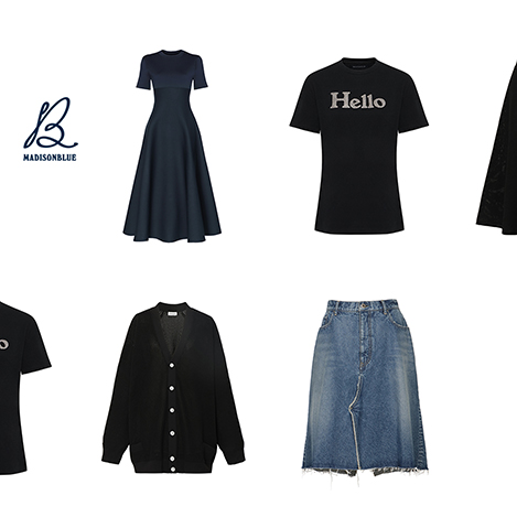 マディソンブルーDOUBLE FACE FIT&FLARE ドレス ブラック MADISONBLUE