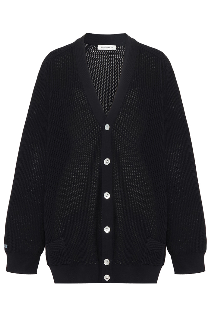 マディソンブルー リブニット クルーカーディガン 黒 MADISON BLUE MADISONBLUE/マディソンブルー】LOOSE BIG MOHAIR MIX