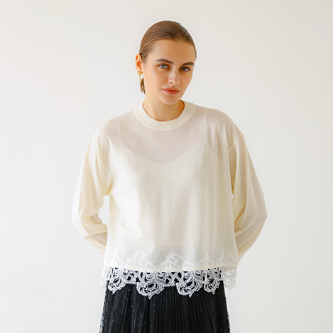 DESIGNWORKS(デザインワークス)｜サテンリボンブラウス/オフホワイト の通販｜ELLESHOP・(エル・ショップ)