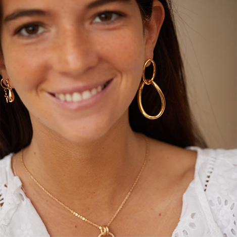 顔周りの印象はピアスのコントラストで