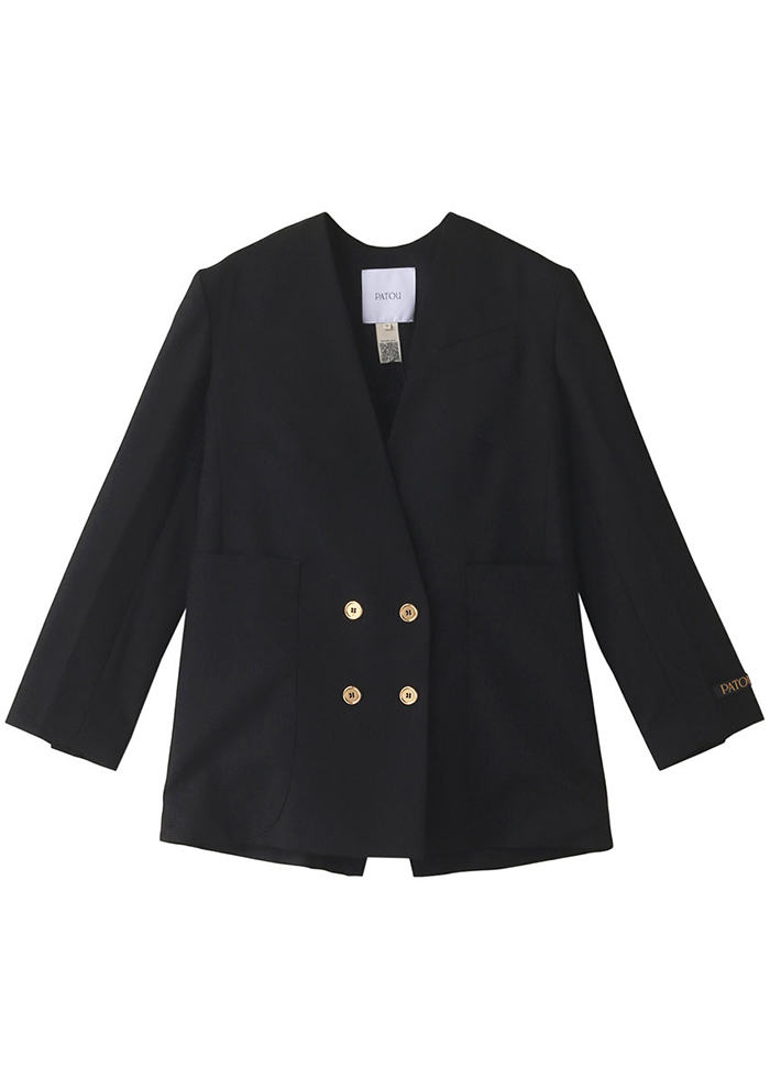 PATOU*快適なスタイル*ノーカラー ダブルブレストジャケット Patou | テックウール製 ノーカラーダブルブレストジャケット