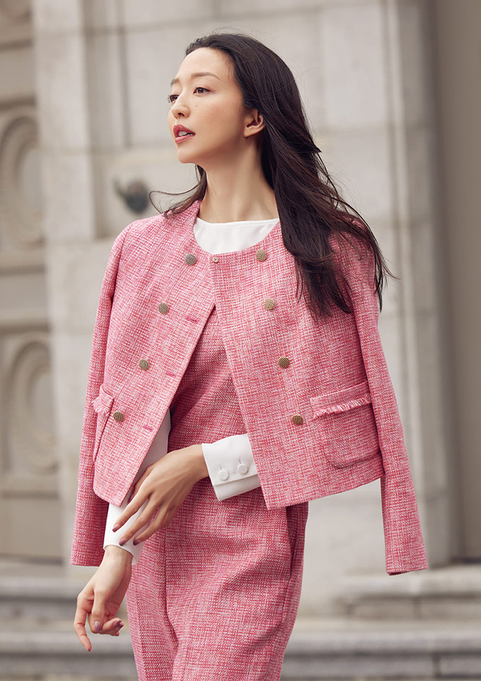 美品◎ ANAYI アナイ　メランジツイードノーカラー ジャケット ANAYI（アナイ）の「メランジツイードノーカラー ジャケット（ノー