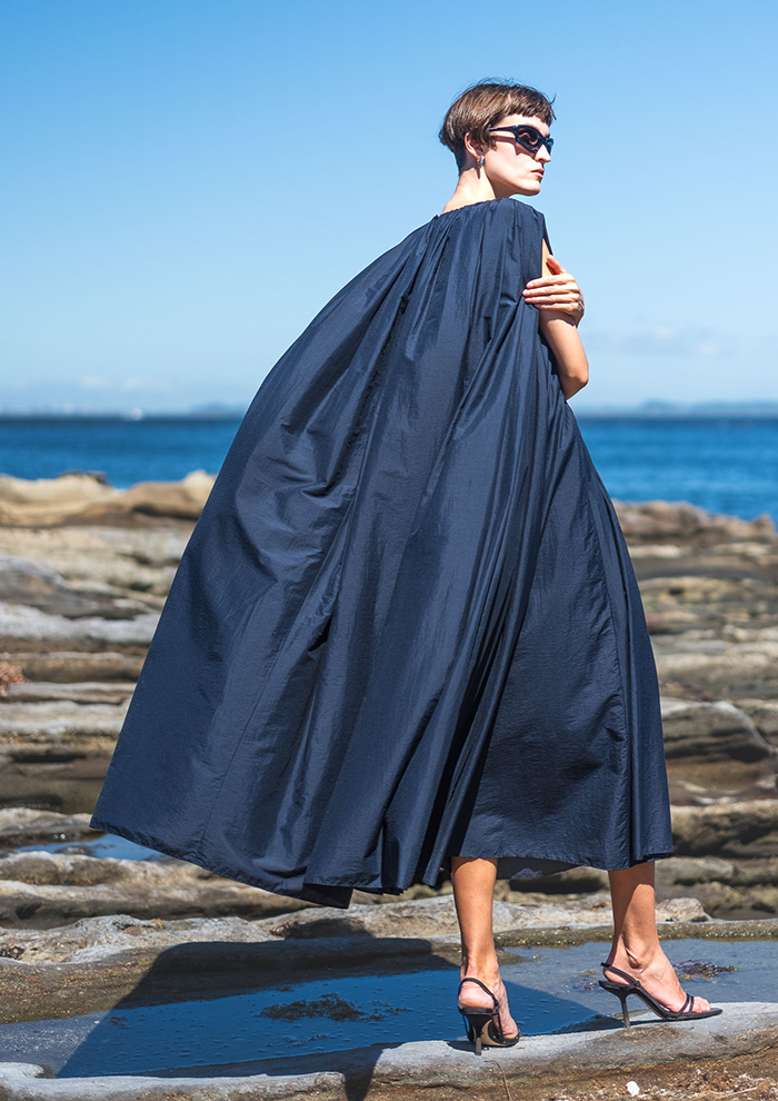 2024年製☆DOMELLE　ドメル　ワンピース　ブルー　M　974799 DOMELLE/ドメル】別注 N/C TAFFETA DRESS/ナイロンコットンタフタ