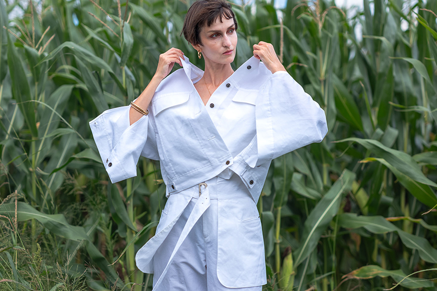 2024年製☆DOMELLE ドメル ワンピース ブルー M 974799 DOMELLE