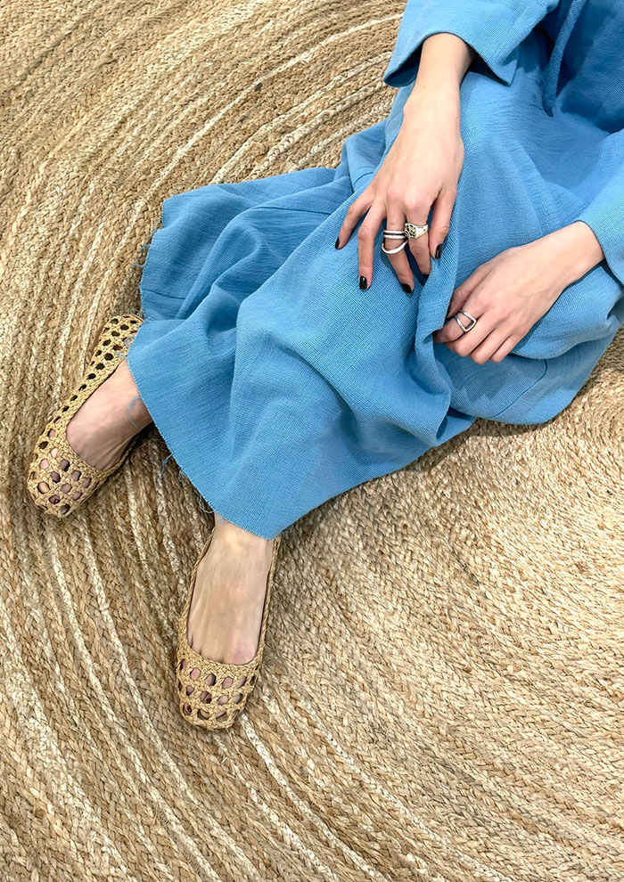 PALOMA BARCELO SS サンダル・ミュール ブルー系 PALOMA BARCELO BRIGITE ラフィアヒールミュール