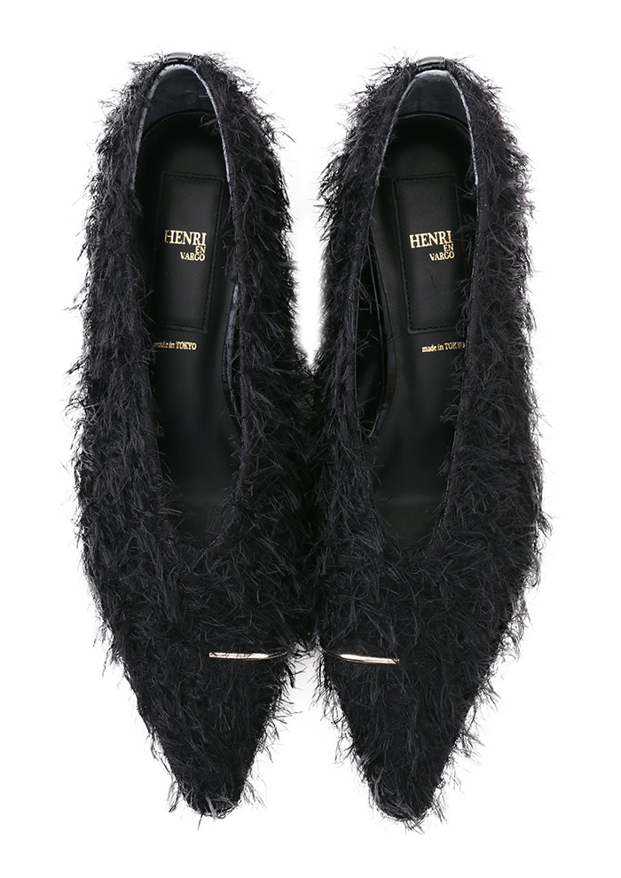 【完売モデル】HENRI EN VARGO 37-2/1 EILEENフラット Eileen black メタル付きフラットパンプス ブラック - HENRI EN